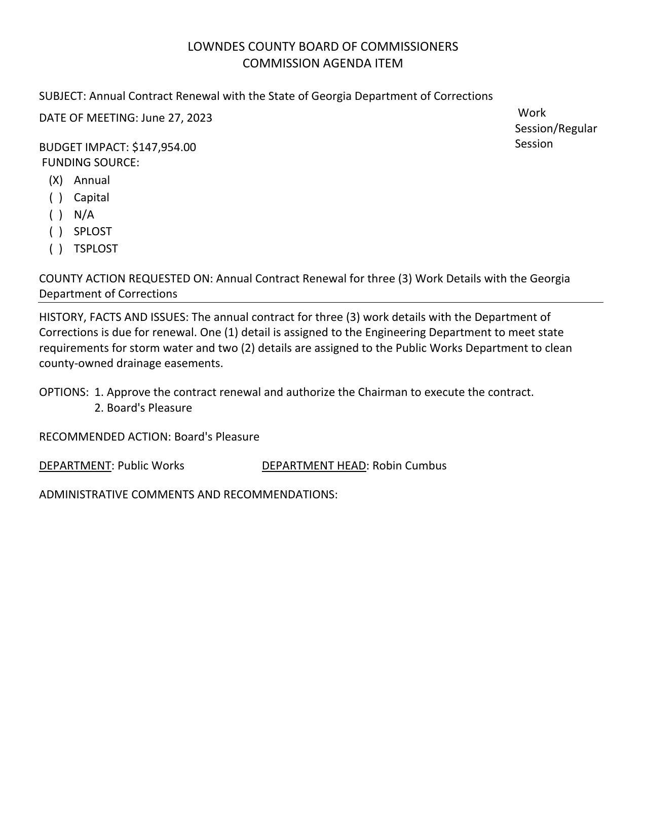 BUDGET IMPACT: $147,954.00 One for stormwater and two for Public Works drainage easements