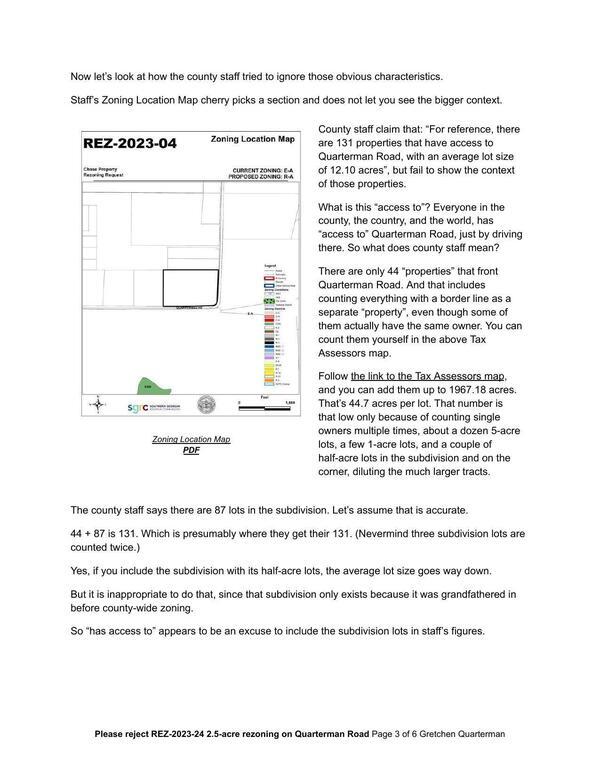 Now let’s look at how the county staff tried to ignore those obvious characteristics.