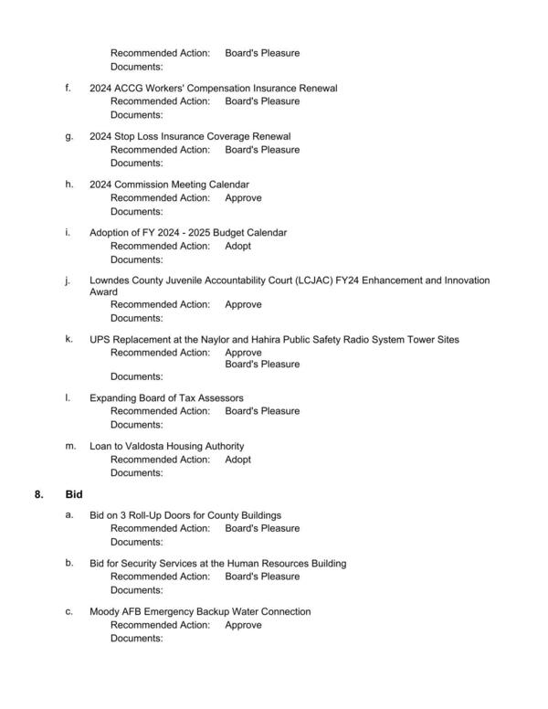 Insurance, Tax Assessors, bids