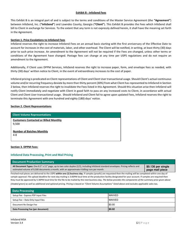 thirty (30) days’ written notice to Client, in the event of extraordinary increases to the cost of paper.