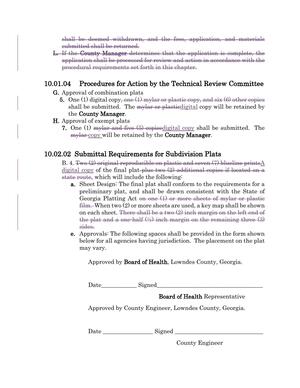 [10.01.04 Procedures for Action by the Technical Review Committee; 10.02.02 Submittal Requirements for Subdivision Plats]