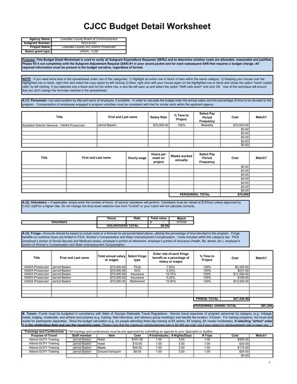 CJCC Budget Detail Worksheet