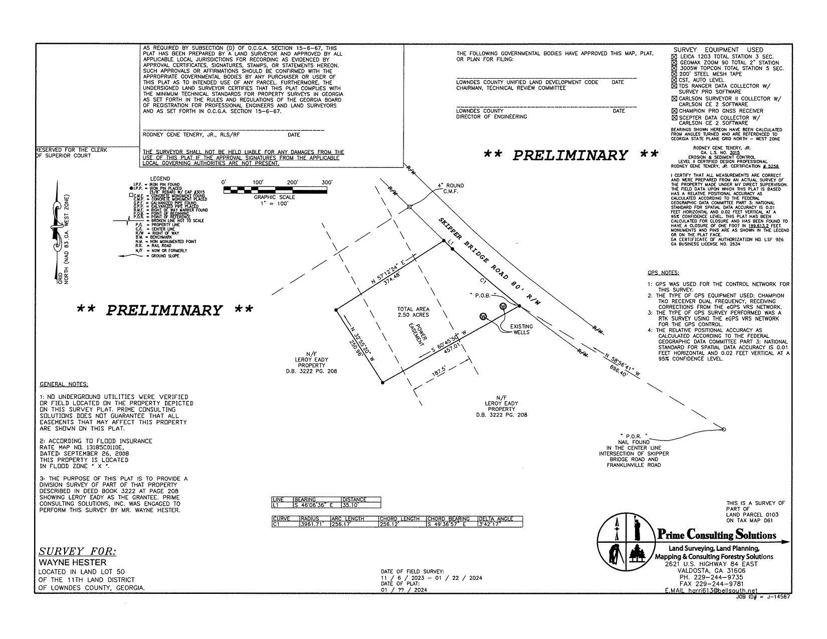 SURVEY FOR: Wayne Hester