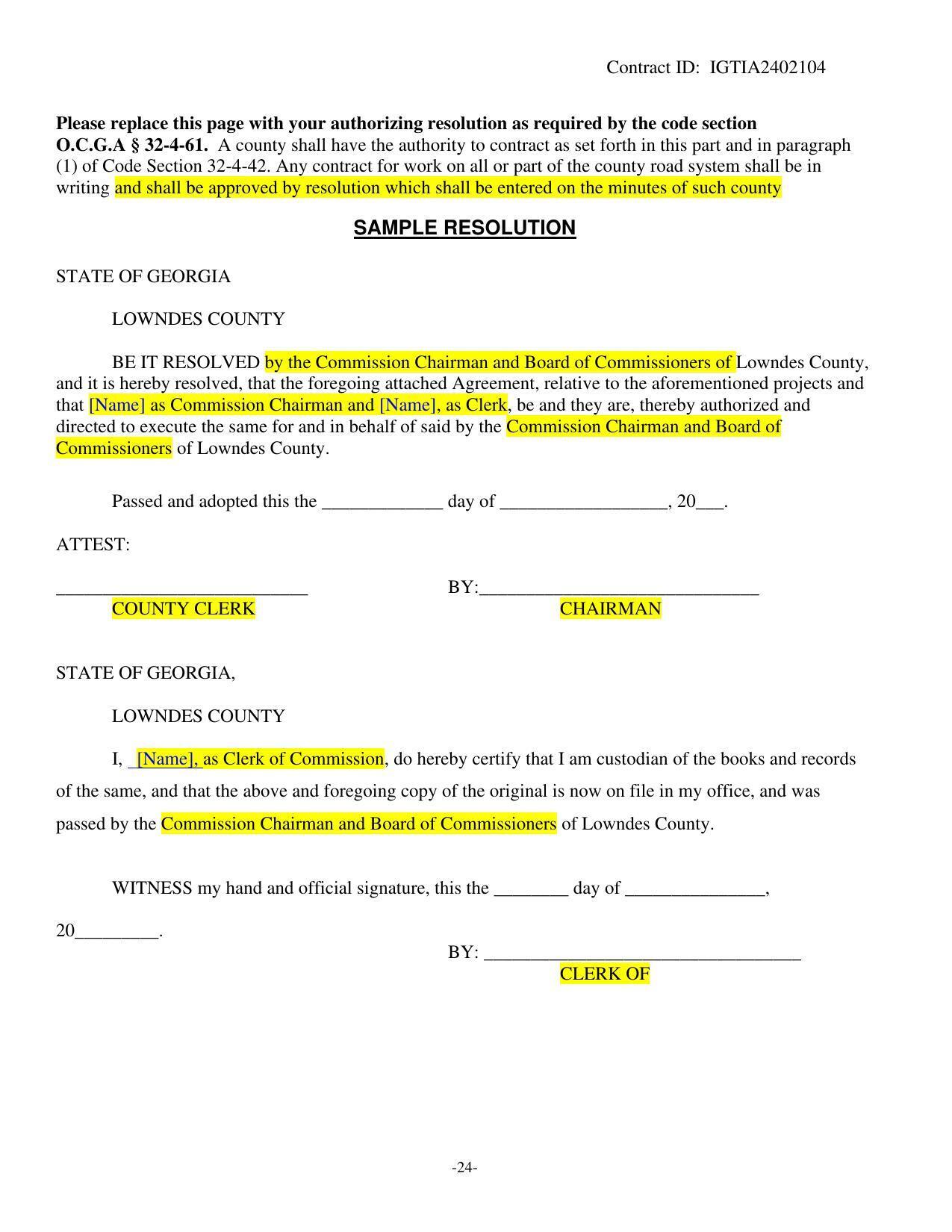 (1) of Code Section 32-4-42. Any contract for work on all or part of the county road system shall be in