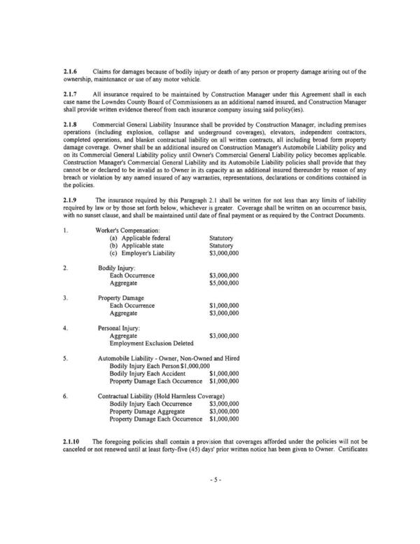 canceled or not renewed until at least forty-five (45) days' prior written notice has been given to Owner. Certificates