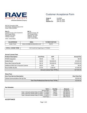 [RAVE Customer Acceptance Form]