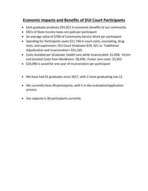 [Economic Impacts and Benefits of DUI Court Participants]