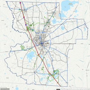 [Map: Lowndes County sewer system (green lines) --VALORGIS]