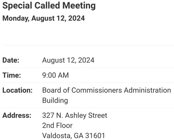 Special Called Meeting with no agenda, Lowndes County Commission 2024-08-12