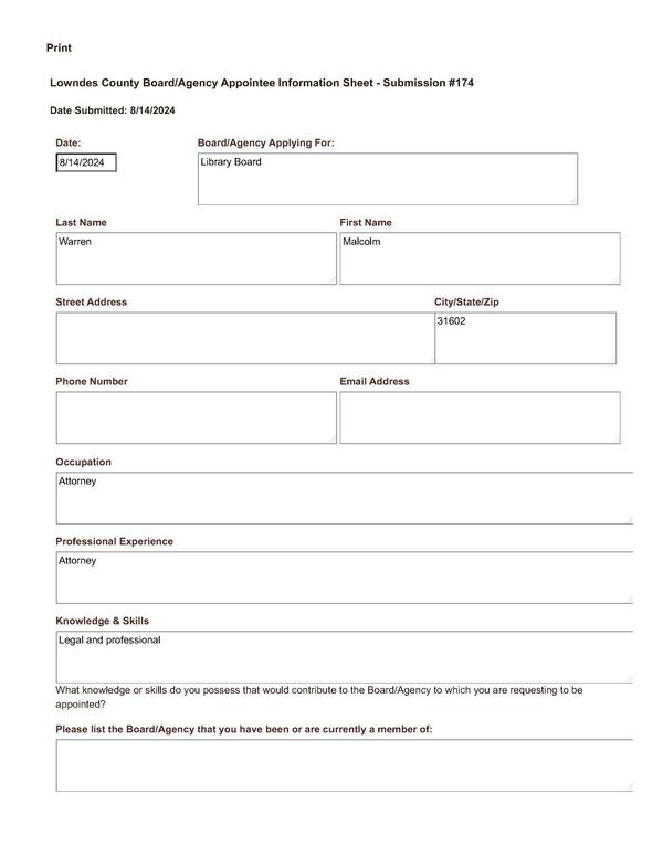 Malcolm Warren application