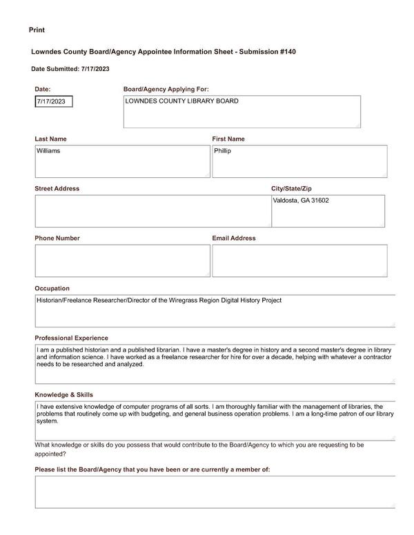 Phillip Williams application