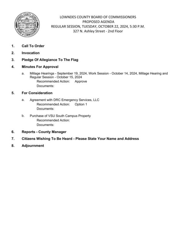 [PROPOSED AGENDA 2024-10-24]