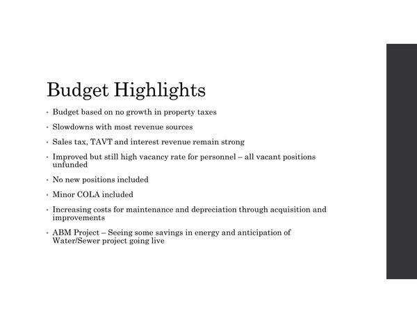 [Budget Highlights]