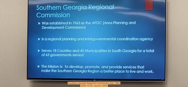 Southern Georgia Regional Commission, Est. 1963, 2025-10-20 --jsq for LAKE