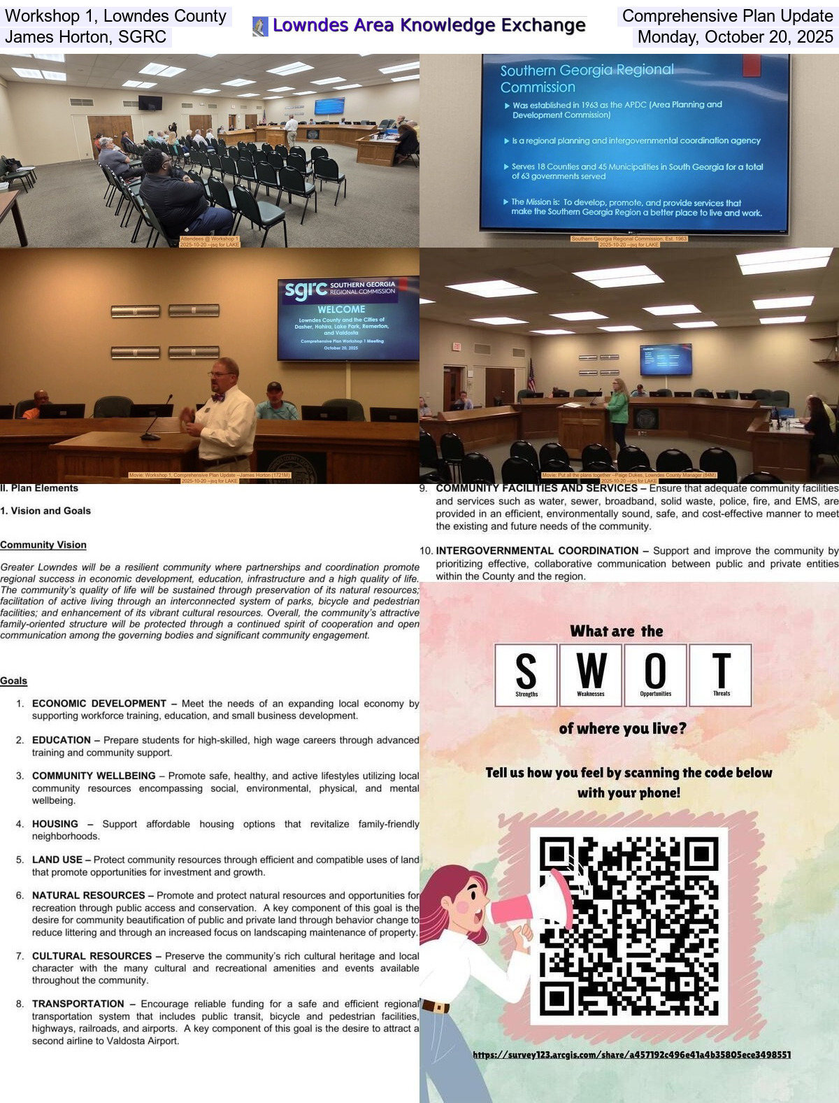 Workshop 1, Lowndes County Comprehensive Plan Update, James Horton, SGRC, Monday, October 20, 2025
