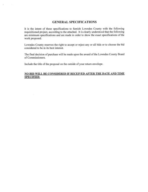 GENERAL SPECIFICATIONS