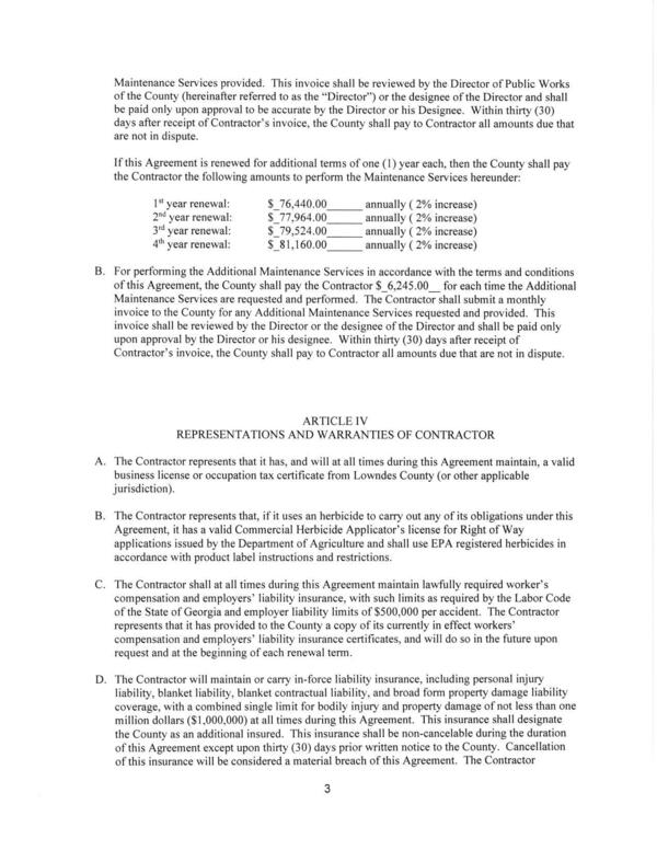 of this Agreement except upon thirty (30) days prior written notice to the County. Cancellation