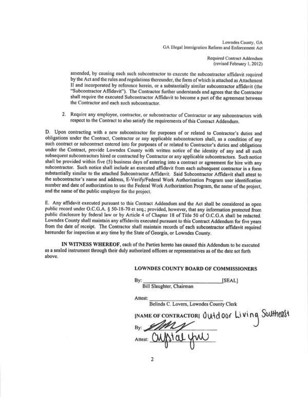 under the Contract, provide Lowndes County with written notice of the identity of any and all such