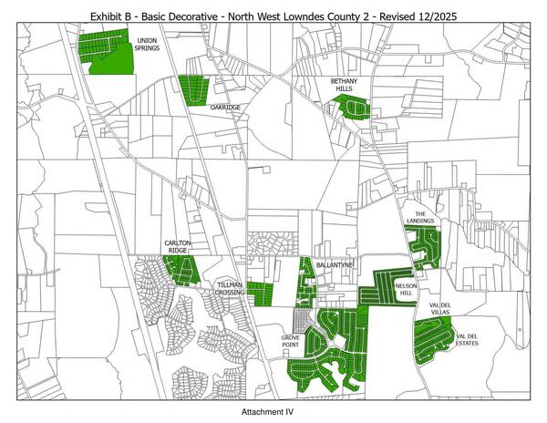 Map: Exhibit B - Basic Decorative - North West Lowndes County 2 - Revised 12/2025