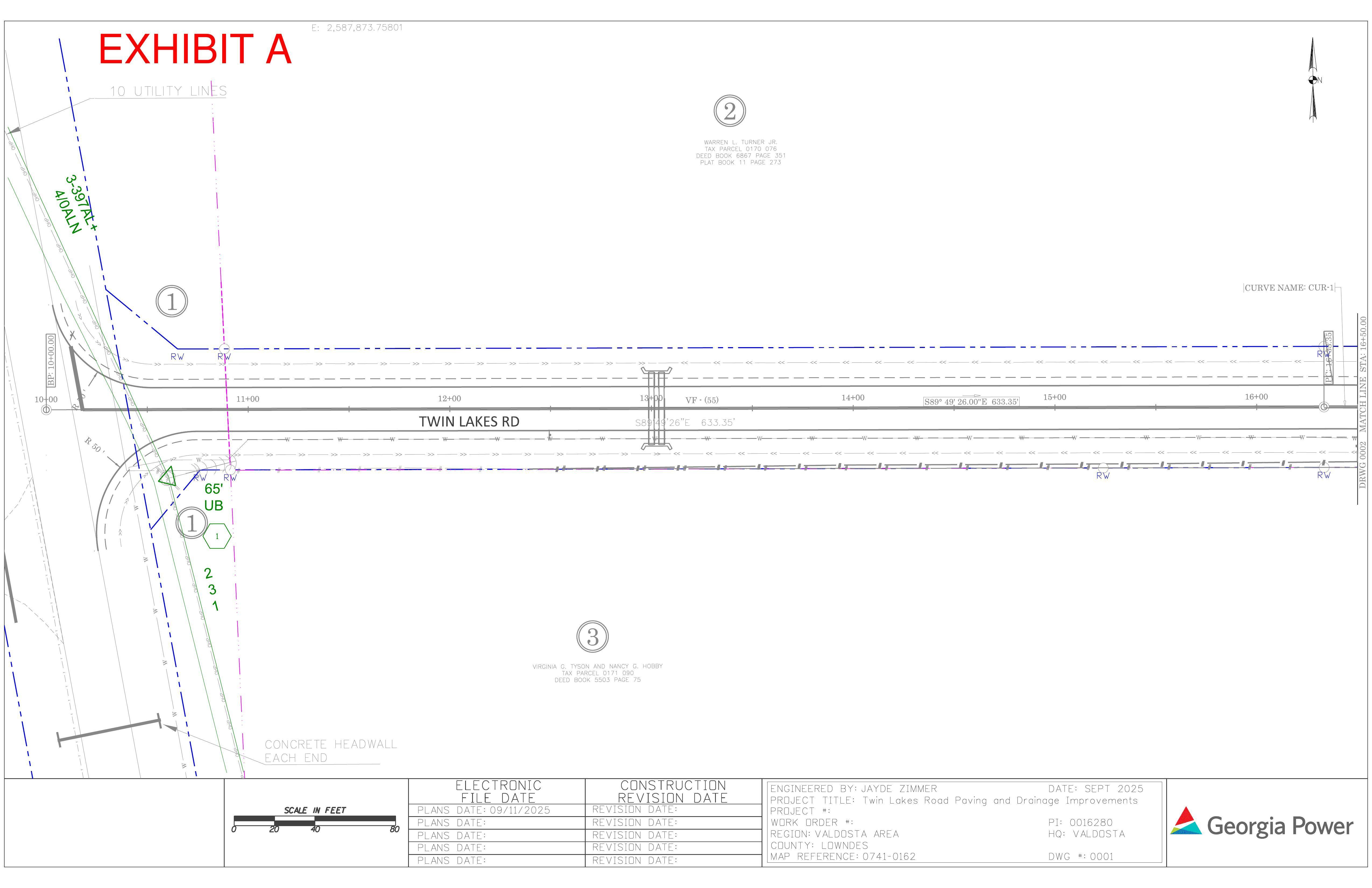 Map: Engineering for power line easement, Twin Lakes Road (1 of 14)