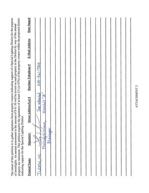 [Petition Signatories for Special Lighting District]