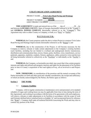 [UTILITY RELOCATION AGREEMENT]