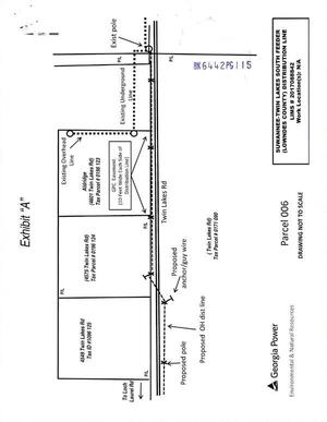 [Map: power line RoW along Twin Lakes Road through Aldridge property]