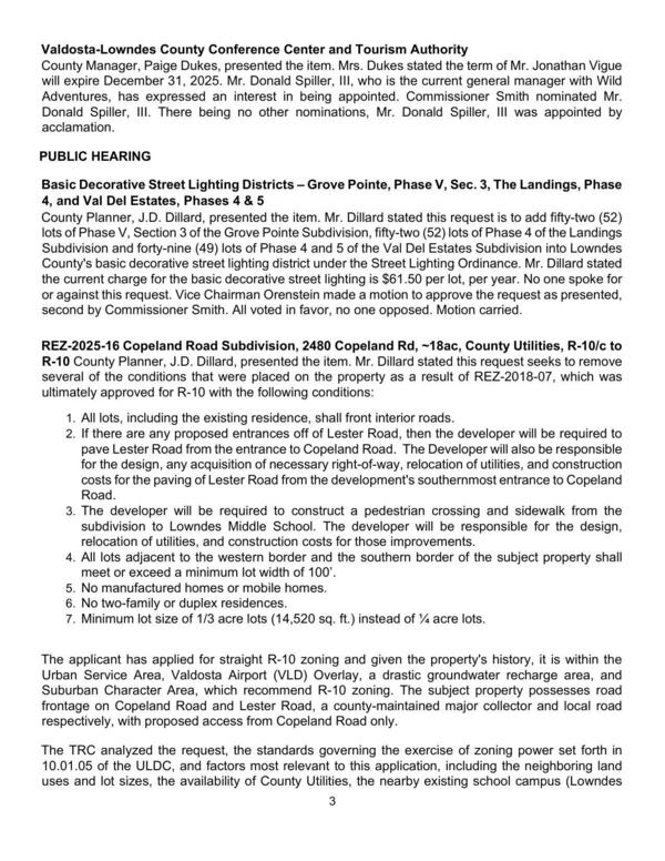 uses and lot sizes, the availability of County Utilities, the nearby existing school campus (Lowndes