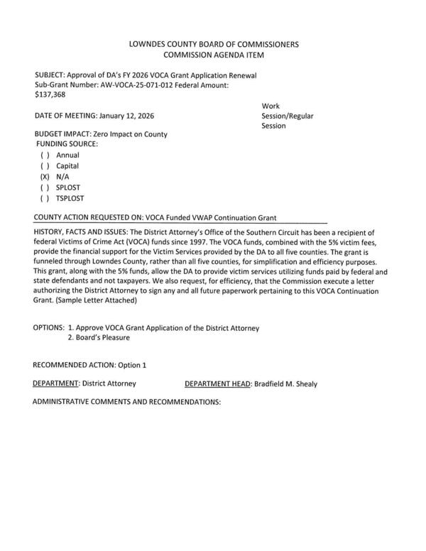 [BUDGET IMPACT: Zero Impact on County]