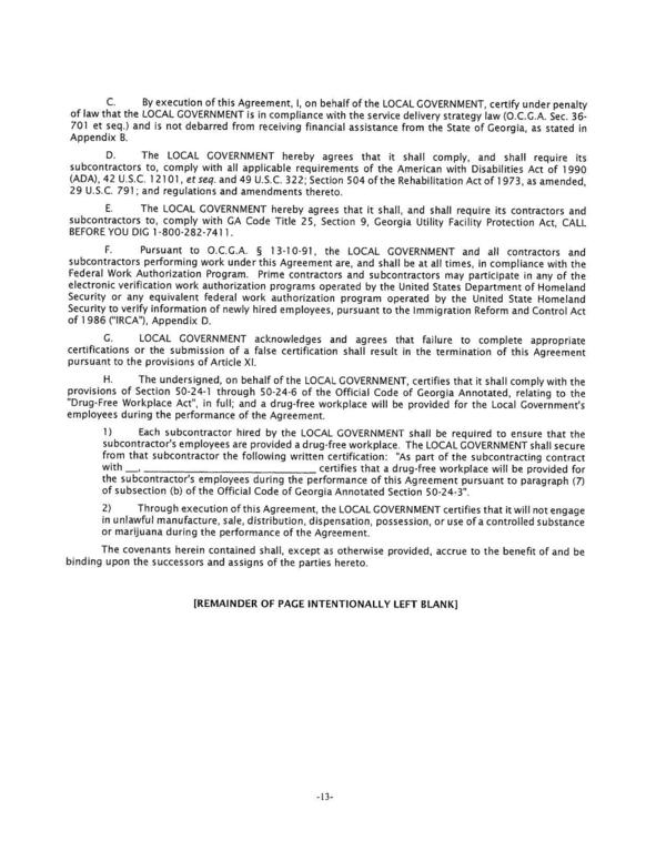 G. LOCAL GOVERNMENT acknowledges and agrees that failure to complete appropriate