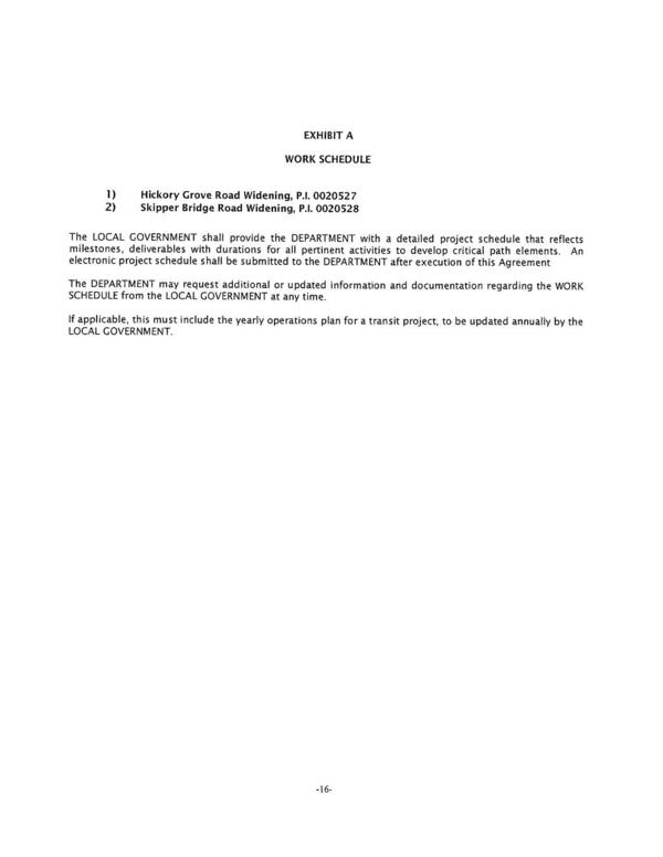 electronic project schedule shall be submitted to the DEPARTMENT after execution of this Agreement