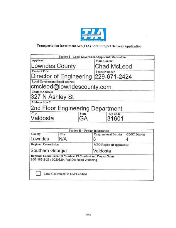 Section I — Local Government Applicant Information