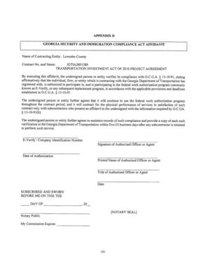 [TRANSPORTATION INVESTMENT ACT OF 2010 PROJECT AGREEMENT]