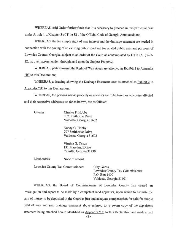 under Article 1 of Chapter 3 of Title 32 of the Official Code of Georgia Annotated; and