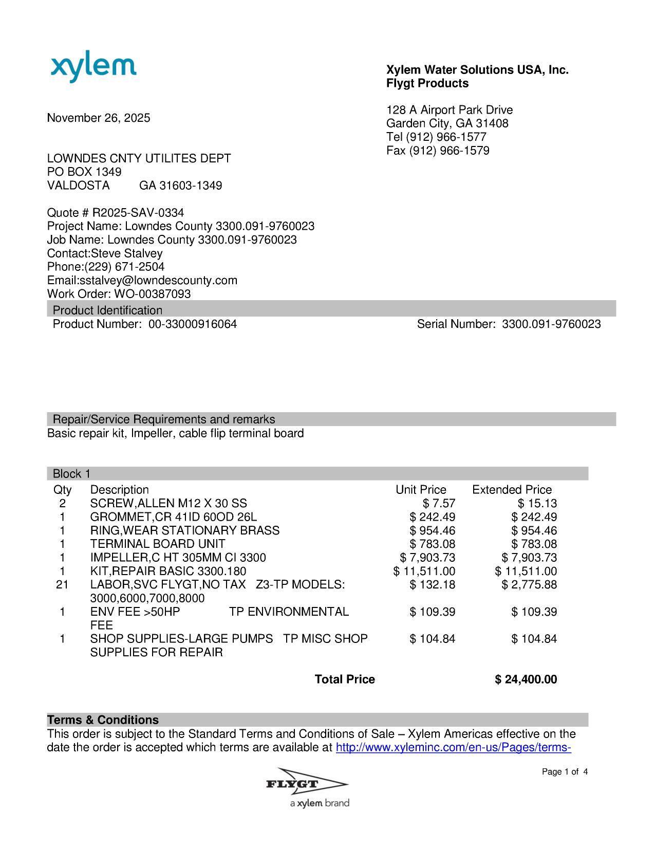 Xylem invoice