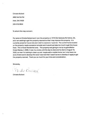 [Rezoning request from Christie Bullard]