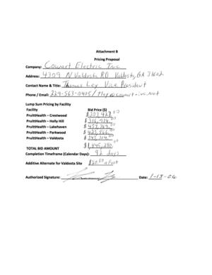 [Cowart Electric Inc. Pricing Proposal]