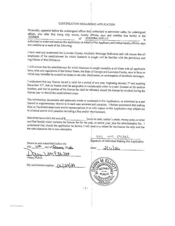 CERTIFICATION REGARDING APPLICATION