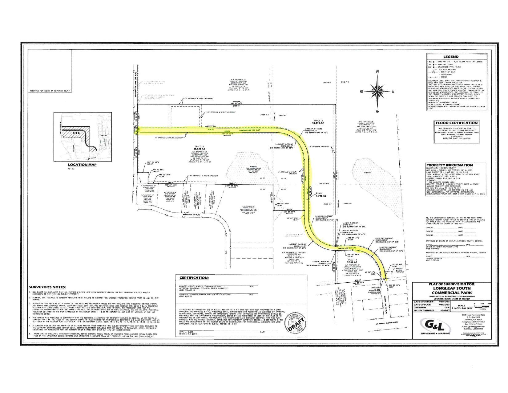 Plat of Subdivision for Longleaf South Commercial Park