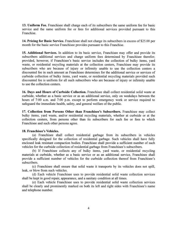 enclosed leak resistant compaction bodies. Franchisee shall provide a sufficient number of such