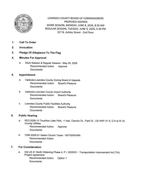 [PROPOSED AGENDA]