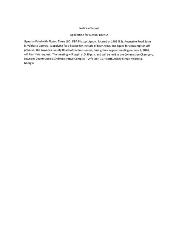 Notice of Intent
