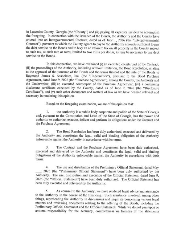 5. As counsel to the Authority, we have rendered legal advice and assistance
