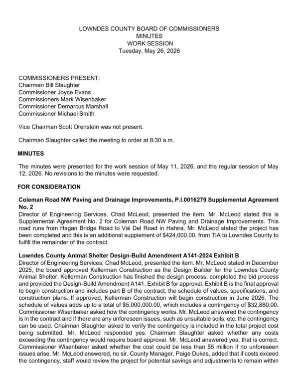 [Coleman Road NW Paving and Drainage Improvements, P.1.0016279 Supplemental Agreement]
