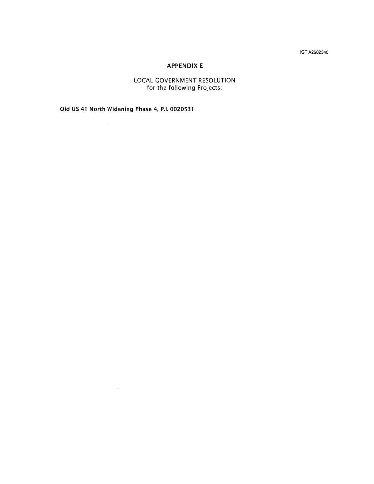 APPENDIX E: LOCAL GOVERNMENT RESOLUTION