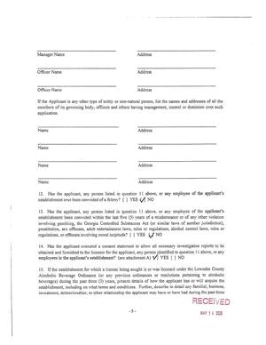 [15. If the establishment for which a license being sought is or was licensed under the Lowndes County]