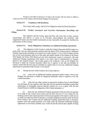[Except as provided in Section 5.11 below, the County will not create or suffer to]