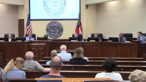 Movie: Commissioner Joyce Evans asked which appointees were present. Answer: none. (56M), 2026-06-09 --jsq for LAKE
