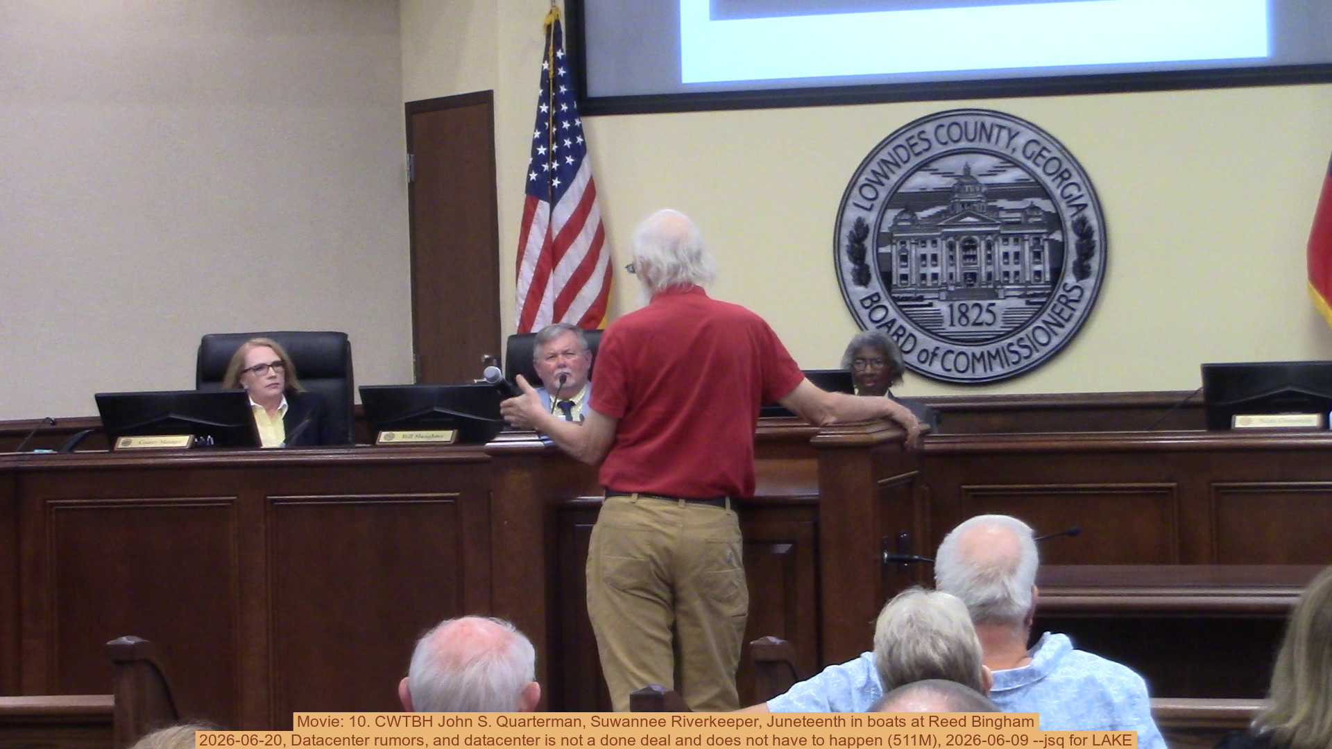 Movie: 10. CWTBH John S. Quarterman, Suwannee Riverkeeper, Juneteenth in boats at Reed Bingham 2026-06-20, Datacenter rumors, and datacenter is not a done deal and does not have to happen (511M), 2026-06-09 --jsq for LAKE
