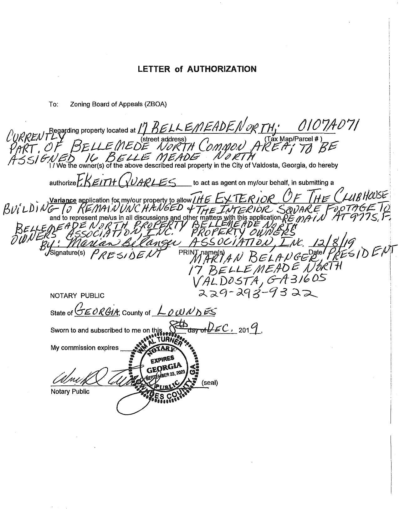 LETTER of AUTHORIZATION